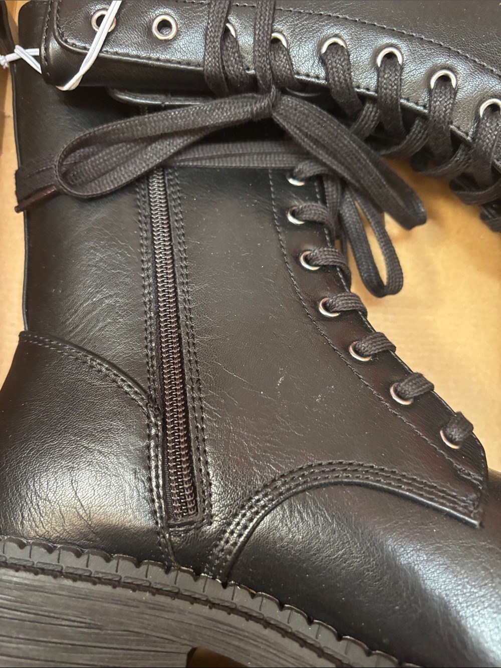 black Wild Fable Helga Lace-Up Combat Boots size 5.5 W - Picture 3 of 7